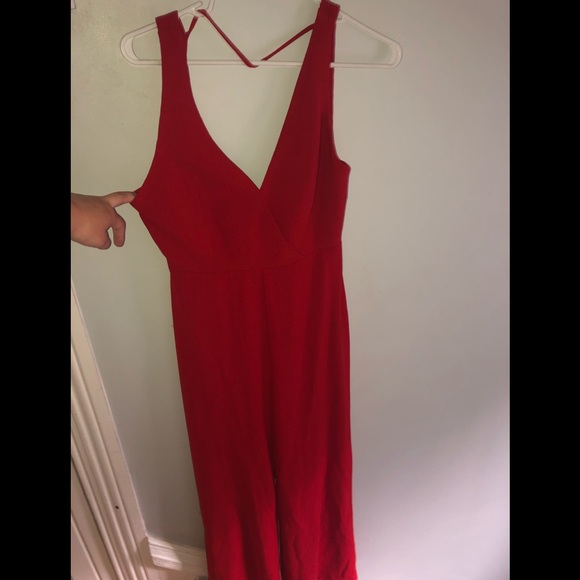 Low Back Cherry Red Jumpsuit - Picture 1 of 3